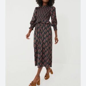 Pink City Prints black pink smocked woman’s large cotton Dress